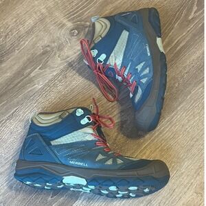 Merrell Capra Mid Waterproof Hiking Boots Blue Teal Mens 5 UK 4 Womens‎ 7.5